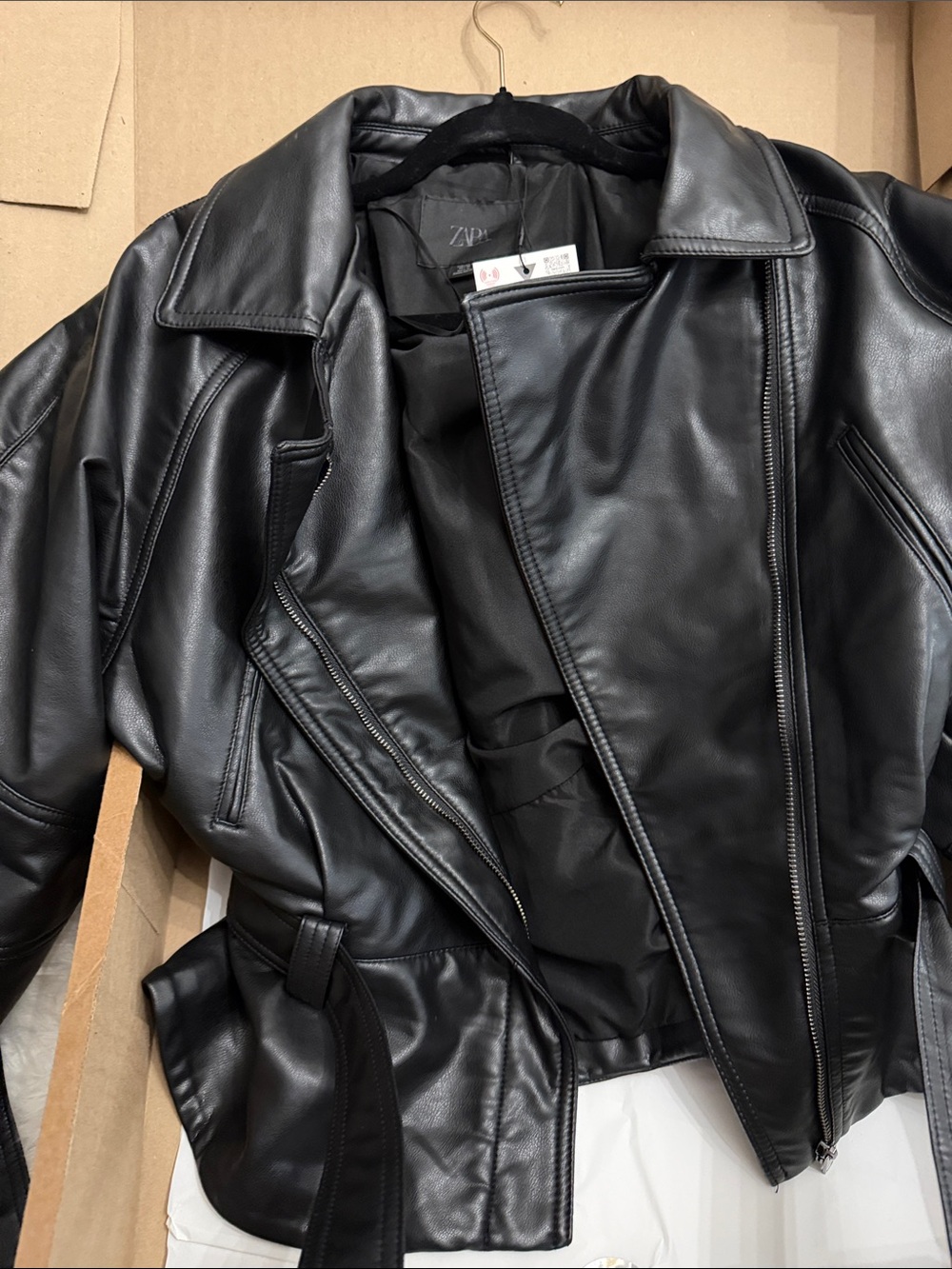 Zara Black Faux Leather Boxy Jacket